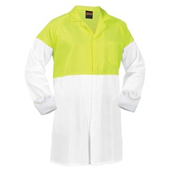 Dustcoat Workzone Lightweight Polycotton Food Industry White/Yellow 117R