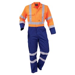 Overall Workzone Day/Night Polycotton Zip Royal Blue/Orange 112R