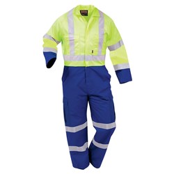 Overall Workzone Day/Night Polycotton Zip Royal Blue/Yellow 84R
