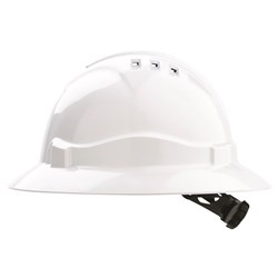 V6 Hard Hat Unvented Full Brim Ratchet Harness - White