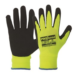 Prosense Lfn Hi-Vis Yellow Latex Foam Gloves Size 8