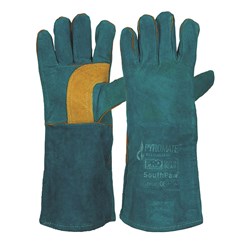 Pyromate South Paw Left Hand Pair -Green & Gold Kevlar Glove Green