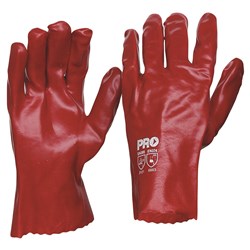 27Cm Red Pvc Gloves Large