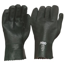 27Cm Green Double Dipped Pvc Gloves Large