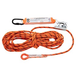 RKRG015SHK1 ROPE KERNMANTLE 15M C/W ROPE GRAB & PERM ATTACH SHOCKY WITH SCREWGATE KARABINER