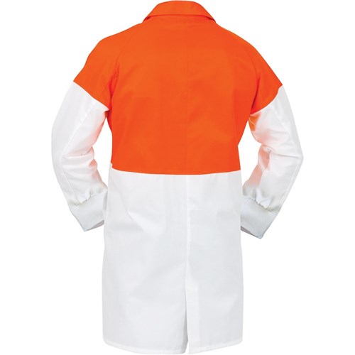 Dustcoat Workzone Lightweight  Polycotton Food Industry White/Orange (Dfdpclw)
