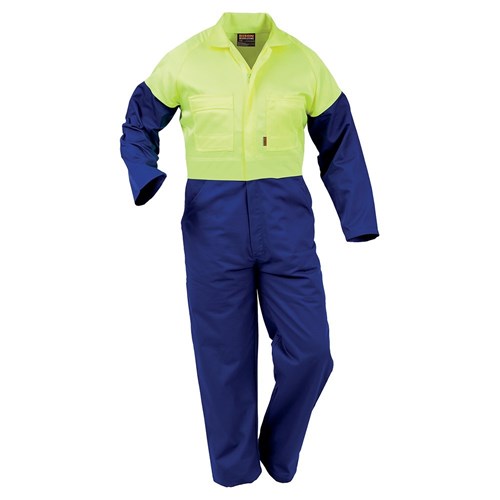 Overall Day Only Polycotton Zip Royal Blue/Yellow (Doppc)