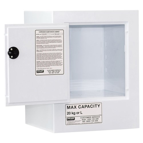 CORROSIVE SUBSTANCE STORAGE CABINET: POLYPROPYLENE - 20L - 1 DOOR - 1 SHELF