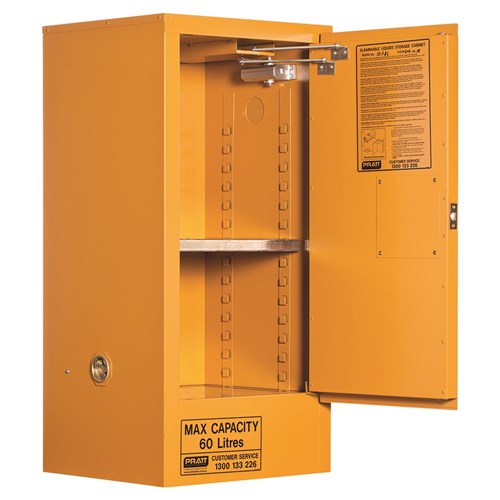 FLAMMABLE LIQUID STORAGE CABINET: 60L - 1 DOOR - 2 SHELVES