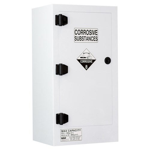 CORROSIVE SUBSTANCE STORAGE CABINET: POLYPROPYLENE - 80L - 1 DOOR - 2 SHELVES