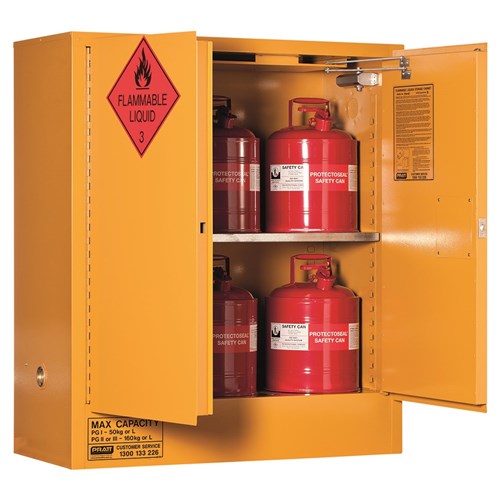 FLAMMABLE LIQUID STORAGE CABINET: 160L - 2 DOORS - 2 SHELVES