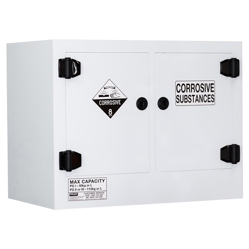 CORROSIVE SUBSTANCE STORAGE CABINET: POLYPROPYLENE - 110L - 2 DOORS - 2 SHELVES