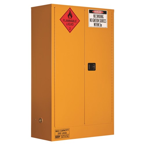 FLAMMABLE LIQUID STORAGE CABINET: 250L - 2 DOORS - 3 SHELVES