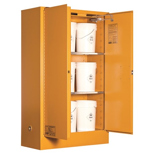 TOXIC SUBSTANCE STORAGE CABINET: 250L - 2 DOORS - 3 SHELVES