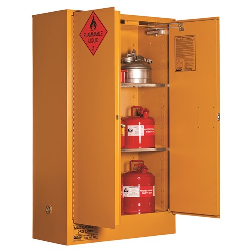 FLAMMABLE LIQUID STORAGE CABINET: 250L - 2 DOORS - 3 SHELVES