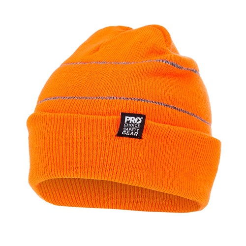 Hi-Vis Orange Beanie with Retro-Reflective Stripes