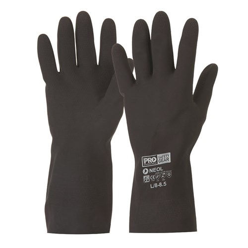 Prochem Black 30Cm Neoprene Gloves Large (8-8.5)