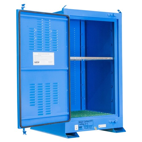 DANGEROUS GOODS OUTDOOR STORAGE CABINET:160L - 1 DOOR - 2 SHELVES