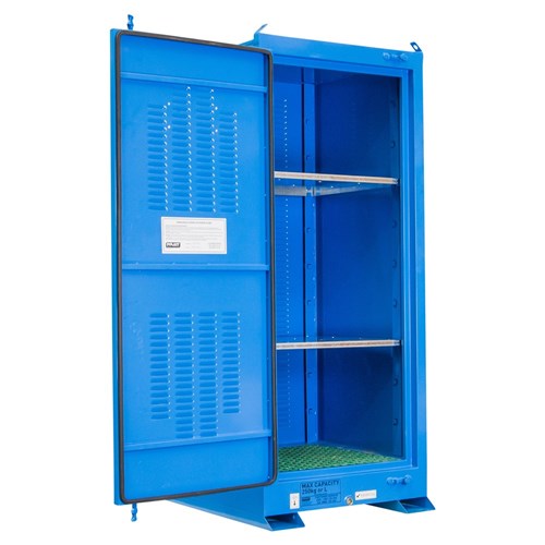 DANGEROUS GOODS OUTDOOR STORAGE CABINET:250L - 1 DOOR - 3 SHELVES