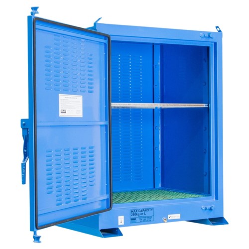 DANGEROUS GOODS OUTDOOR STORAGE CABINET:250L - 1 DOOR - 2 SHELVES