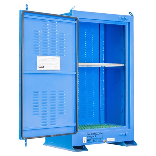 DANGEROUS GOODS OUTDOOR STORAGE CABINET:80L - 1 DOOR - 2 SHELVES