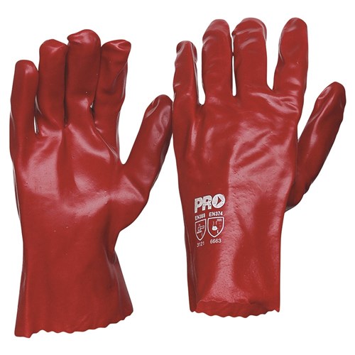 27Cm Red Pvc Gloves Large