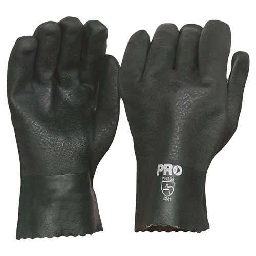 27Cm Green Double Dipped Pvc Gloves Large