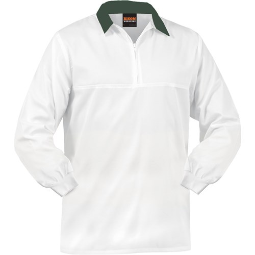 Smartzone L/S Jerkin 240Gsm Polycotton Zip With Green Collar (Jfnpcmwsz)