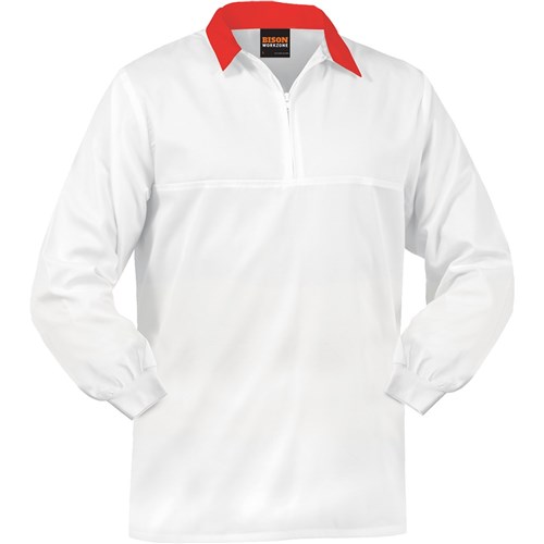 Smartzone L/S Jerkin 240Gsm Polycotton Zip With Red Collar (Jfnpcmwsz)