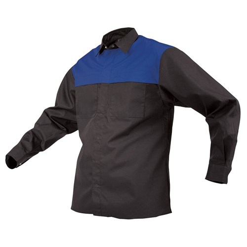 Shirt Polycotton Contrast Black/Royal Blue (Lc0108)